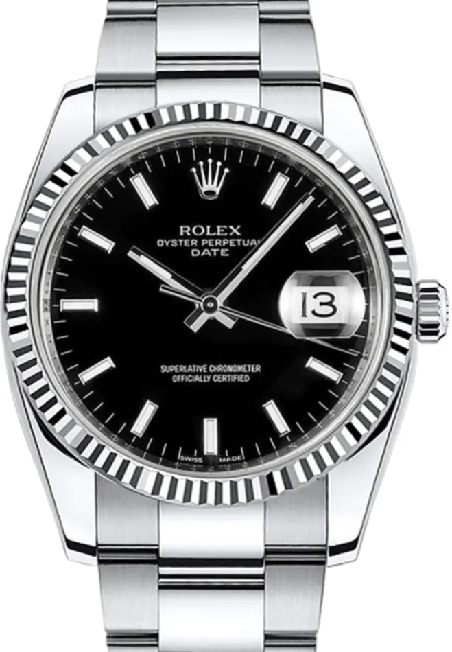 ROLEX Oyster Perpetual Date 本体 Rolex Oyster Perpetual Date 34 115234-BLKSFO Black Index Fluted