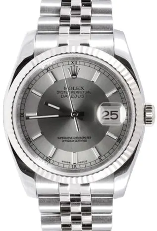 Rolex Datejust 36 116234-STSSFJ Steel and Silver Index Fluted