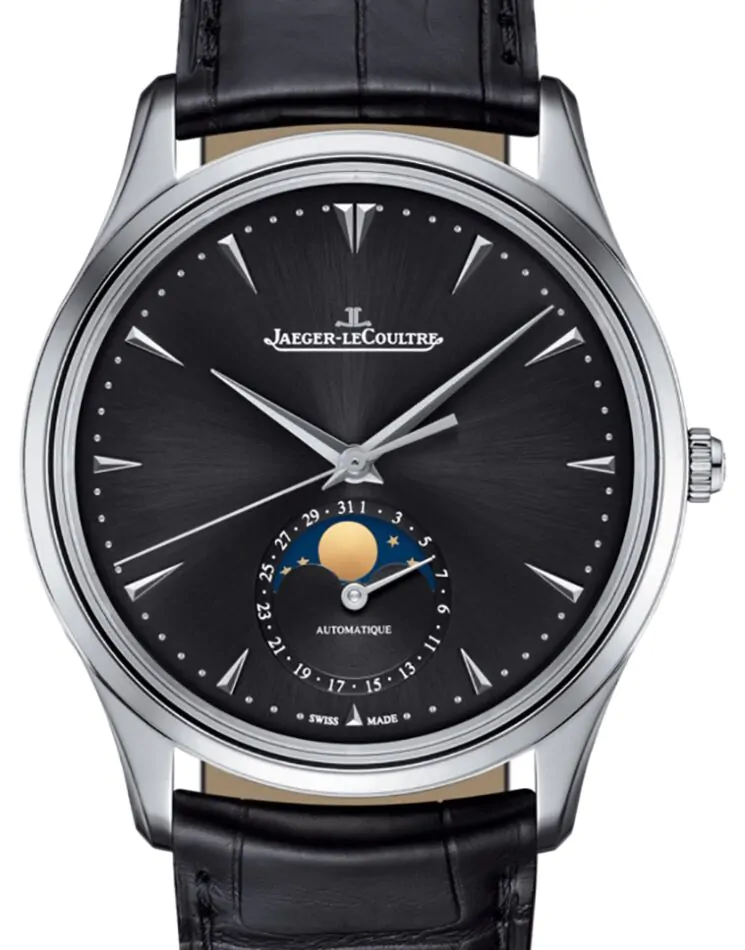 Jaeger-LeCoultre Calibre 925/1 Master Ultra Thin Moon 1368470 Black Index Stainless Steel Leather 39mm Automatic BRAND NEW