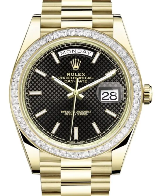 Rolex Day-Date 40 228398TBR-BLKDMSP Black Diagonal Motif Index