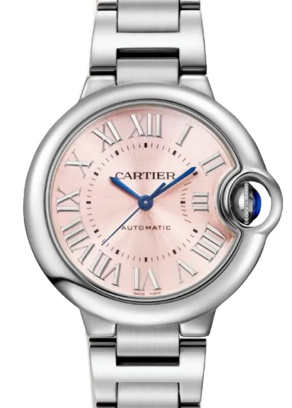 Cartier 腕時計 シルバー/ピンク Cartier Ballon Bleu de Cartier Stainless Steel 33mm Pink Dial