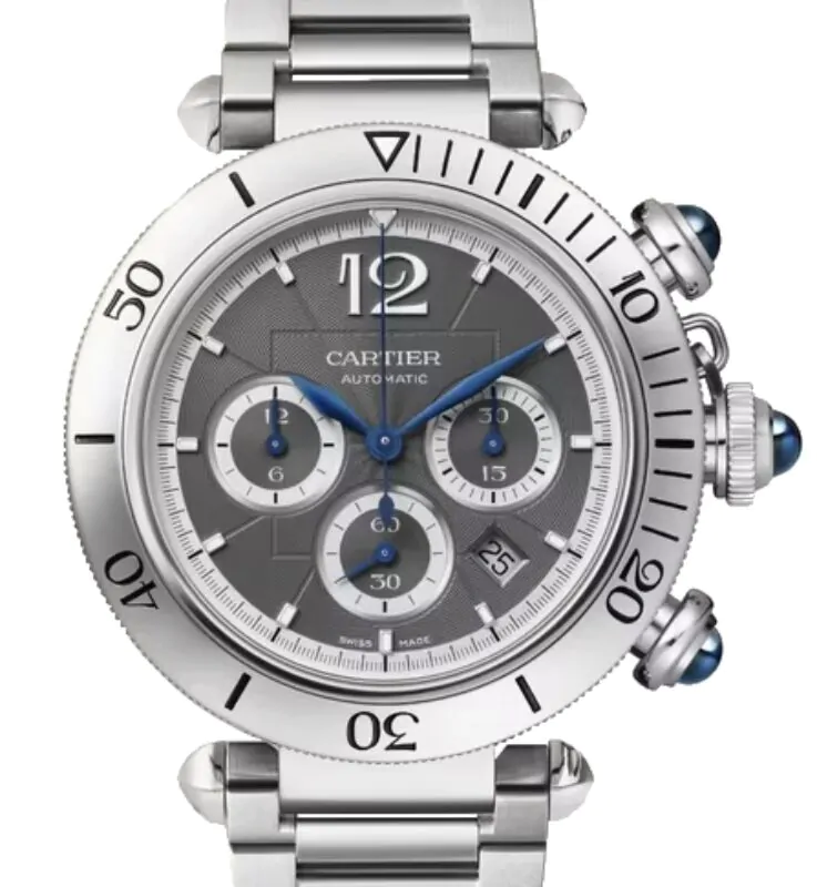Cartier Pasha Chronograph SS Automatic Winding Watch Cartier Pasha Chronograph 4363 WSPA0027 MINT Stainless Grey  main image 3