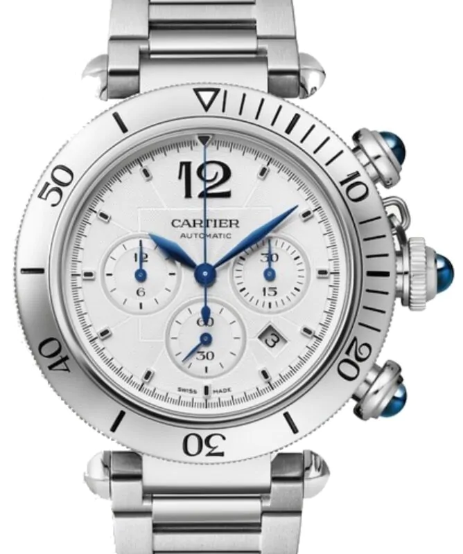 Cartier Pasha De Cartier Chronograph Steel 41mm Silver Dial