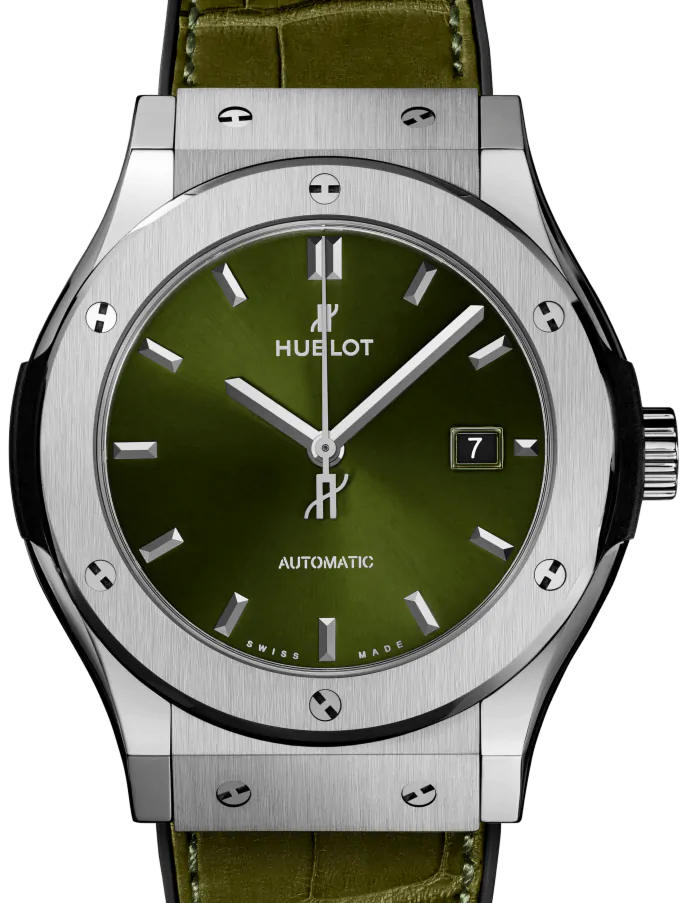 Hublot Classic Fusion Titanium Green 42mm Green Dial Alligator