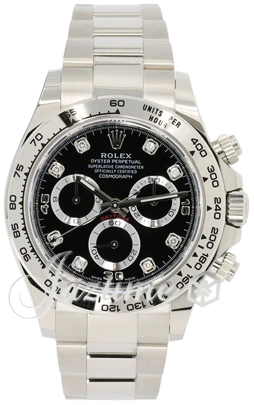 Rolex Daytona White Gold Black Diamond Dial Oyster Bracelet 116509