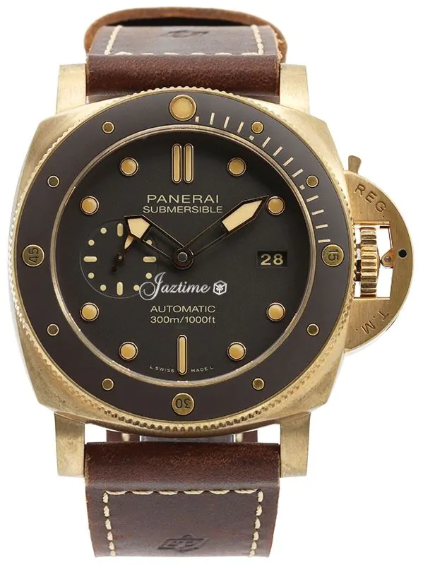 Panerai Submersible Bronzo Bronze 47mm Brown Dial Leather Strap