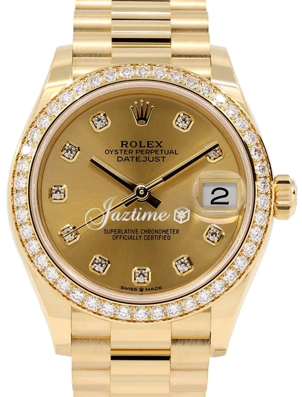 Rolex Datejust 31 Yellow Gold Champagne Dial & Diamond Bezel