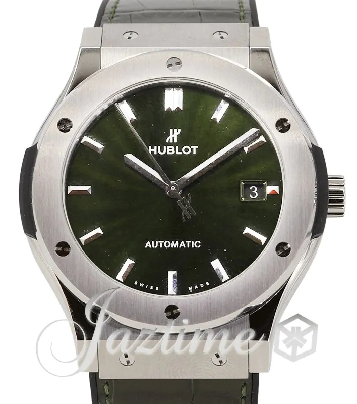 Hublot Classic Fusion 3-Hands Titanium 45mm Green Dial Rubber and