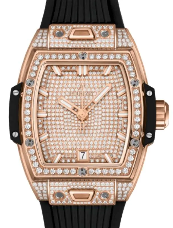 Hublot Shaped Spirit of Big Bang 3-Hands King Gold Full Pave 39mm