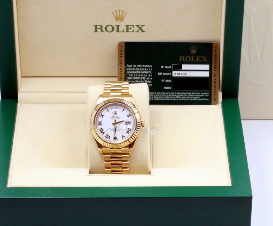 Rolex Day-Date II Yellow Gold 41mm White Roman Fluted President