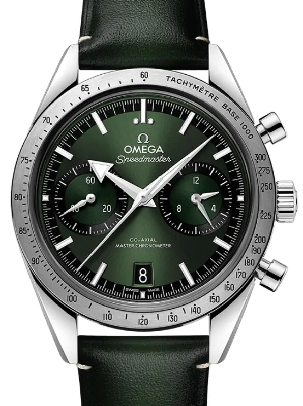 Omega Speedmaster '57 Chronograph 40.5mm Green Dial Steel Leather