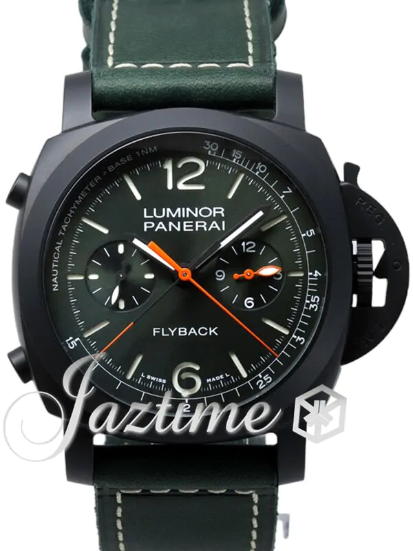 Panerai Luminor Chrono Flyback Black Ceramic Green Dial 44mm