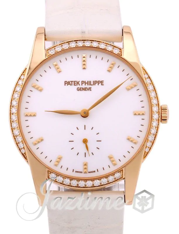 Patek Philippe 7122-200R-001 Ladies Calatrava 33mm White Hobnail