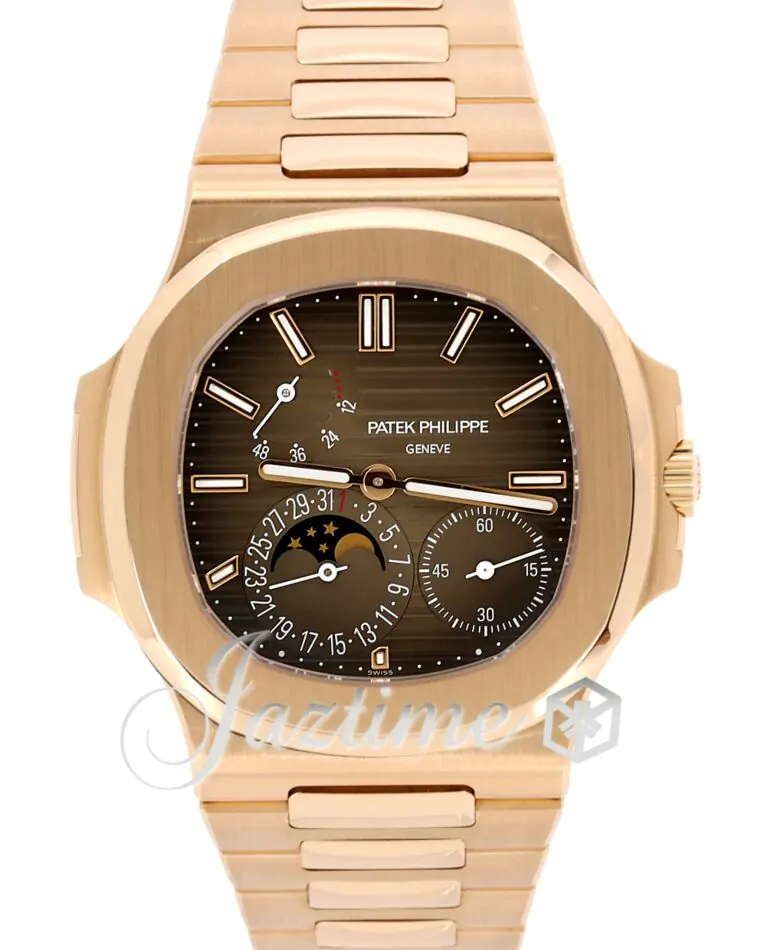 Patek Philippe Nautilus Moon Phases Rose Gold Brown Black Dial