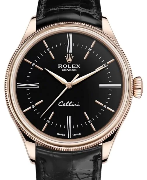 ROLEX Celini 黒文字盤 メッシュバンド rolex-cellini-time-rose-gold-