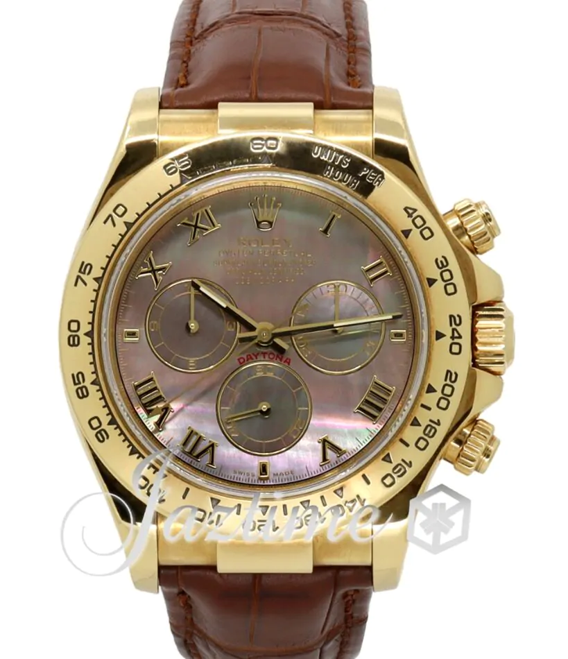 Rolex Daytona 116518-DMOPRBR Black Mother Of Pearl Roman Brown Leather