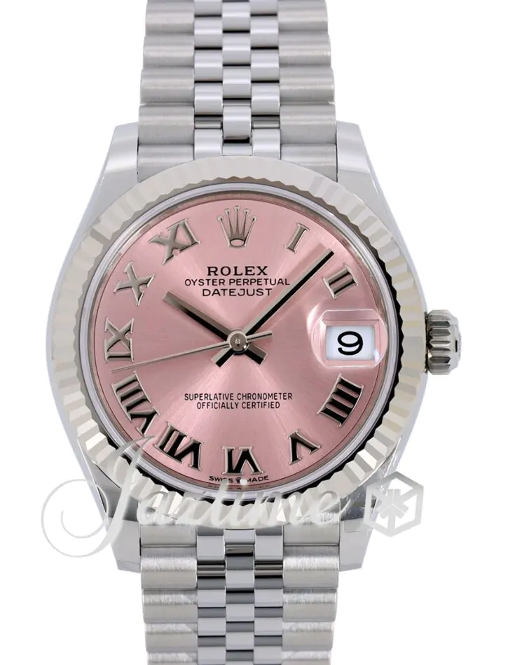 Rolex Datejust 31 White Gold/Steel Pink Roman Dial & Fluted Bezel