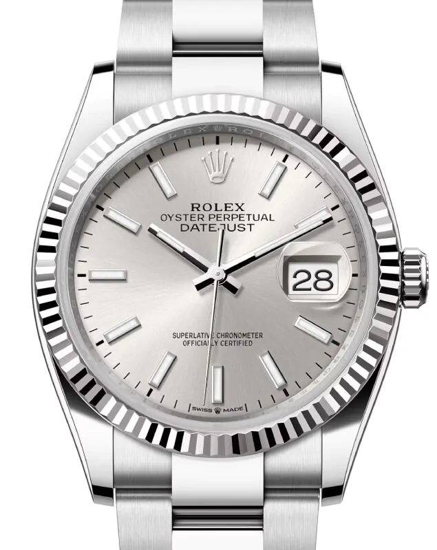 Rolex Datejust 36 White Gold/Steel Silver Index Dial & Fluted