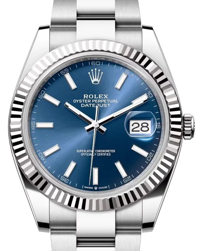 Rolex Datejust 41 126334 Blue Index Fluted White Gold Stainless