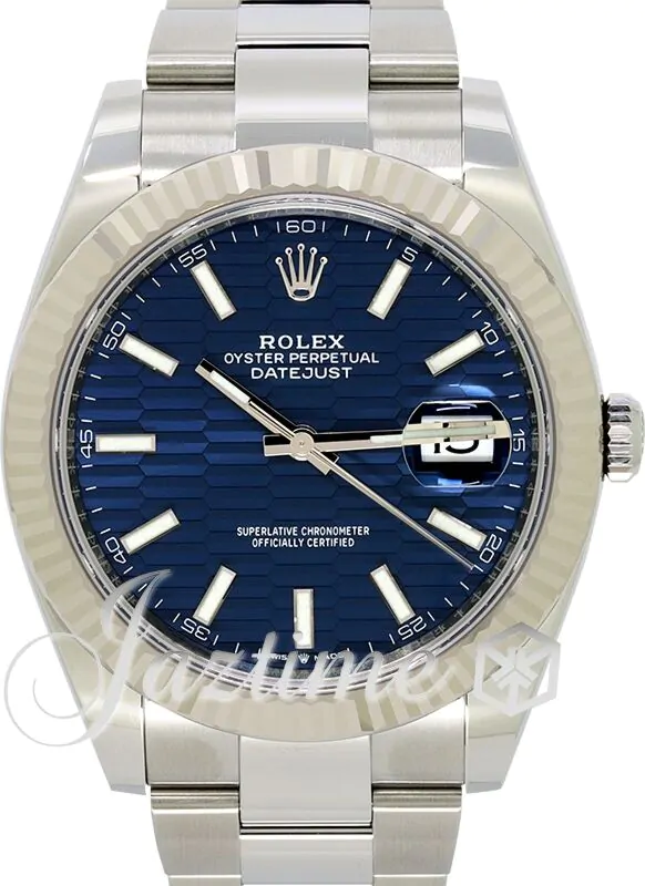 FLAIR (フレアー) Rolex Datejust 41 White Gold/Steel Bright Blue Fluted Motif Index