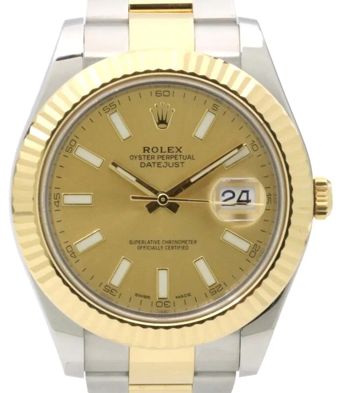 Rolex Datejust II 116333 Men's 41mm Champagne Index Yellow Gold