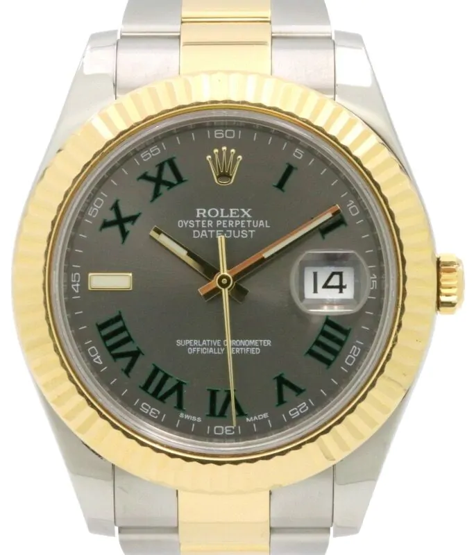 Rolex Datejust II Yellow Gold/Steel Slate Roman Dial & Fluted