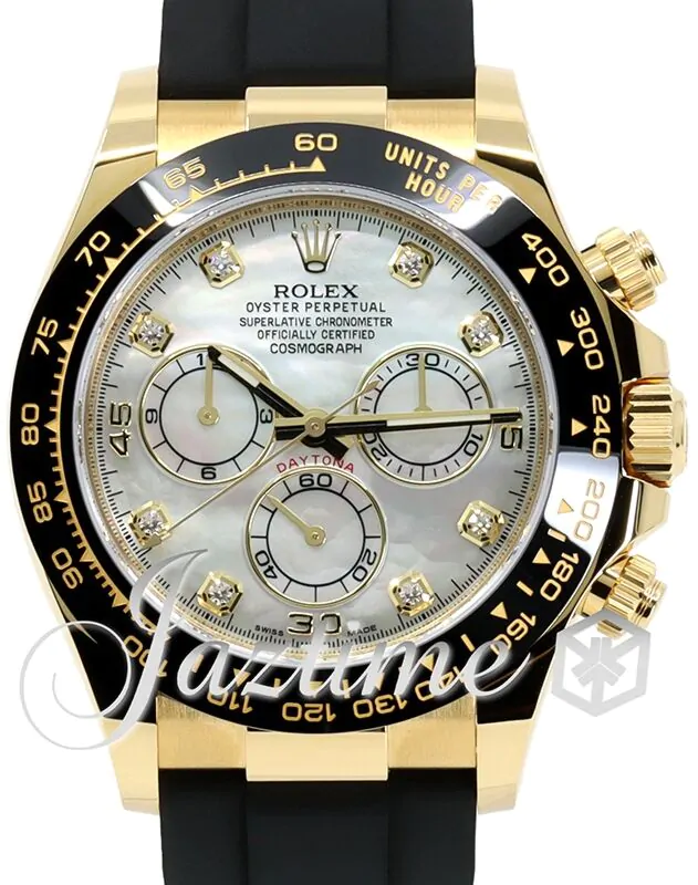Rolex Daytona Yellow Gold White Mother Of Pearl Diamond Dial