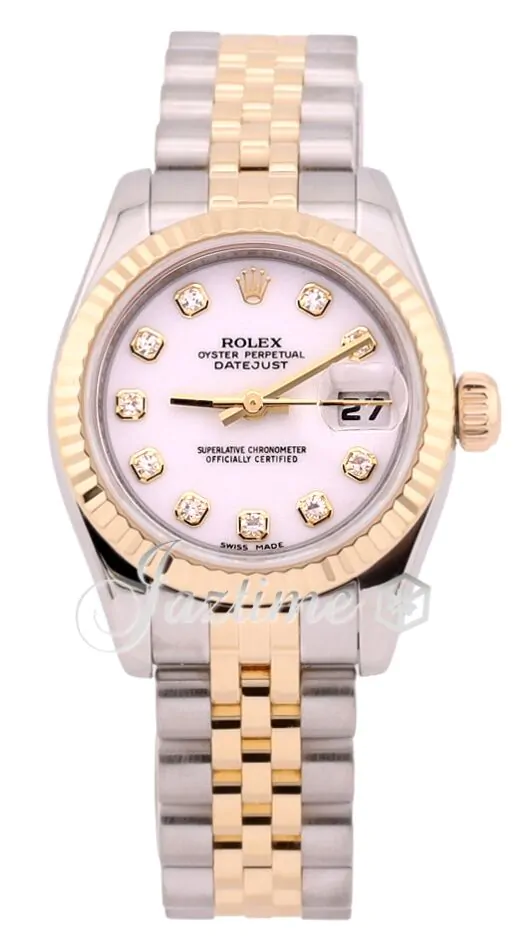Rolex Lady-Datejust 26 179173 White Diamond Fluted Yellow Gold