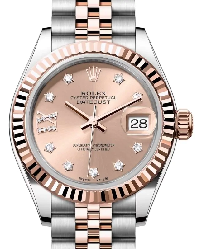 Rolex Lady Datejust 28 Rose Gold/Steel Rose Diamond IX Dial