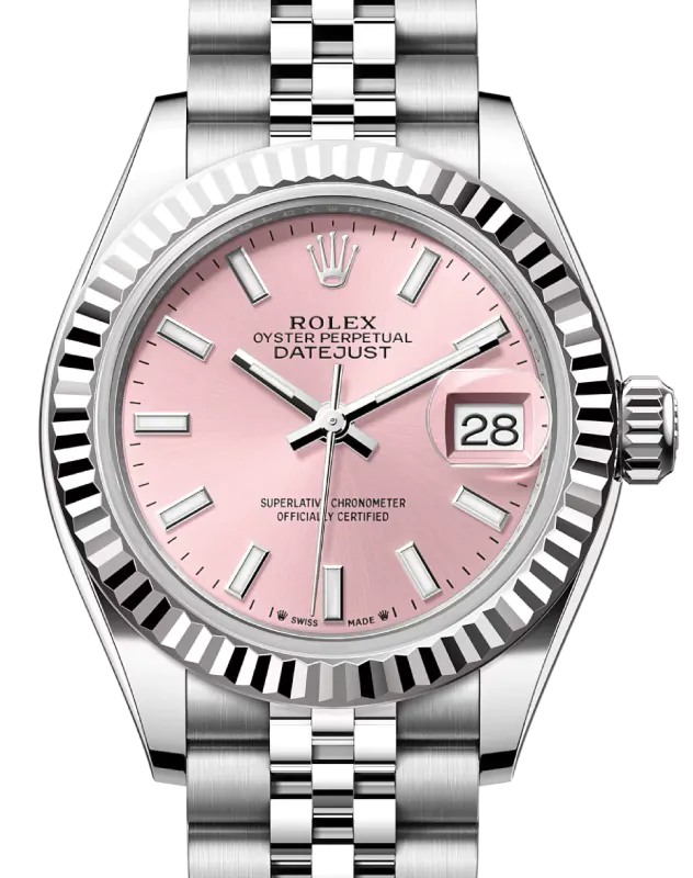 Rolex Lady-Datejust 28 279174 Pink Index Fluted White Gold