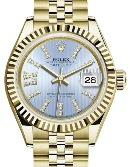 Rolex Datejust 28 279178 Cornflower Blue Diamond Roman 9 o' Clock