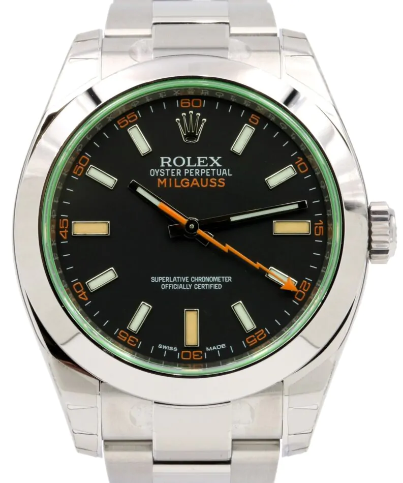 Rolex Milgauss 116400V 116400GV Green Crystal Black Dial 40mm