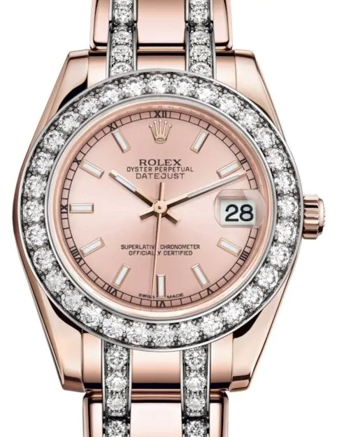 Rolex Pearlmaster 34 81285 Pink Roman Diamond Bezel Rose Gold