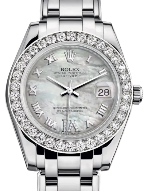 Rolex Pearlmaster 34 81299 White Mother of Pearl Roman Diamond