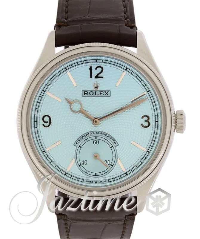 Rolex Perpetual 1908 Platinum Ice Blue Dial Domed/Fluted Bezel