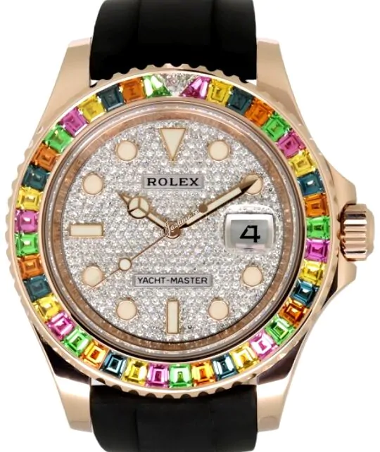 Rolex Yacht-Master 40 Rose Gold Diamond Paved Dial Rainbow