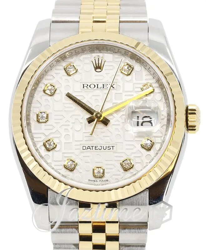 シャロウ Rolex Datejust 36 116233-SVJDFJ Silver Jubilee Dial Diamond Fluted