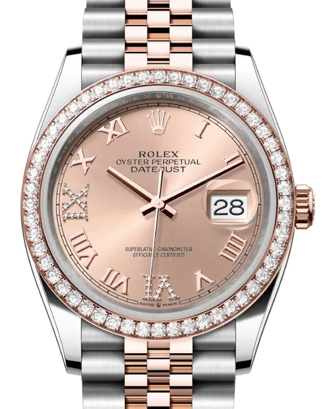Rolex Datejust 36 Rose Gold/Steel Rose Roman Diamond VIIX Dial