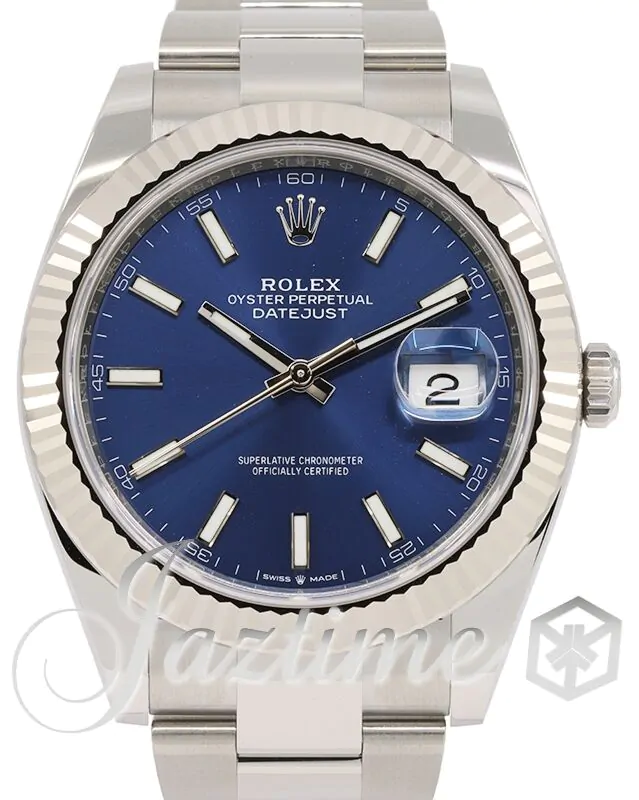 Rolex Datejust 41 126334 Blue Index Fluted White Gold Stainless