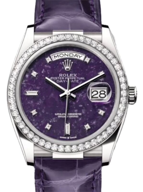 Rolex Day-Date 36 White Gold Purple Dark Crystallized Lepidolite