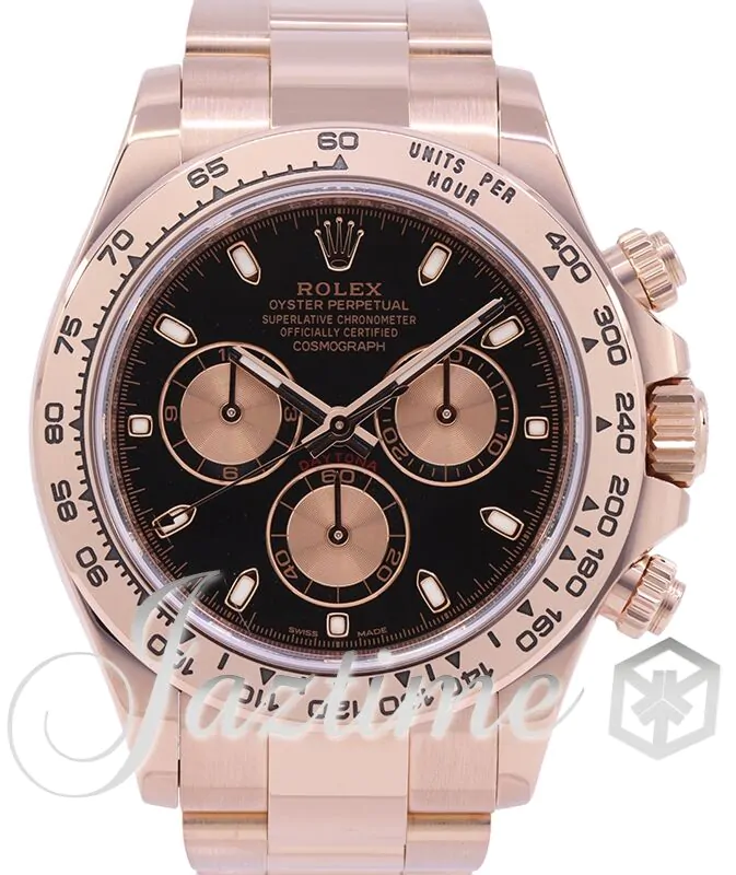 Rolex Daytona Rose Gold Black Dial Oyster Bracelet 116505 - PRE-OWNED
