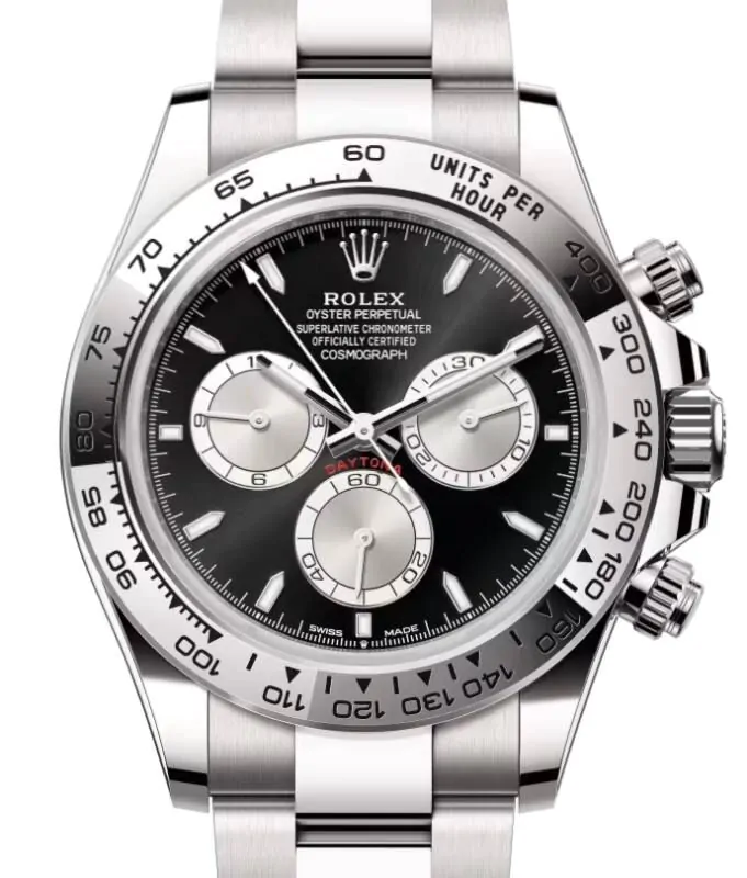 Rolex Daytona White Gold Bright Black/Steel Dial Oyster Bracelet