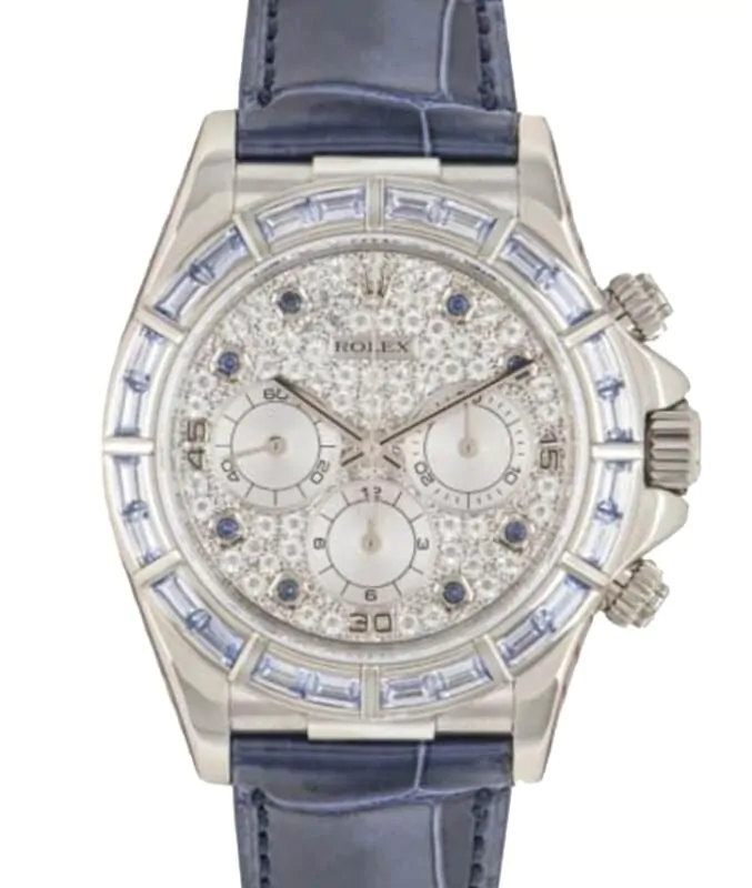 Rolex Daytona White Gold Diamond Paved Sapphire Dial & Bezel