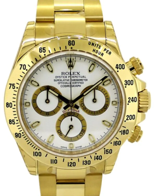 Rolex Cosmograph Daytona 116528 White Index 18k Yellow Gold Oyster