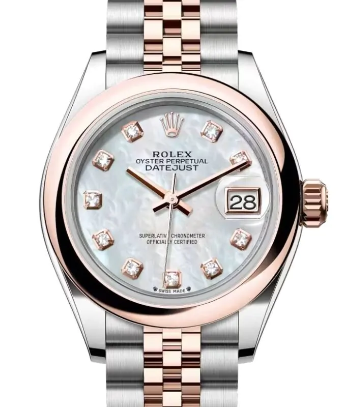 Rolex Datejust 28 279161 White Mother of Pearl Diamond Domed Bezel