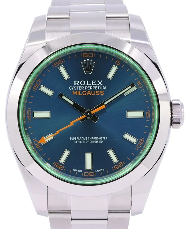 Rolex Milgauss Stainless Steel Blue Index Dial & Smooth Domed