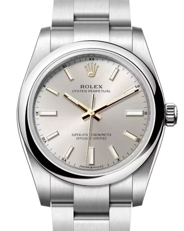 Rolex Oyster Perpetual 34 Stainless Steel Silver Index Dial