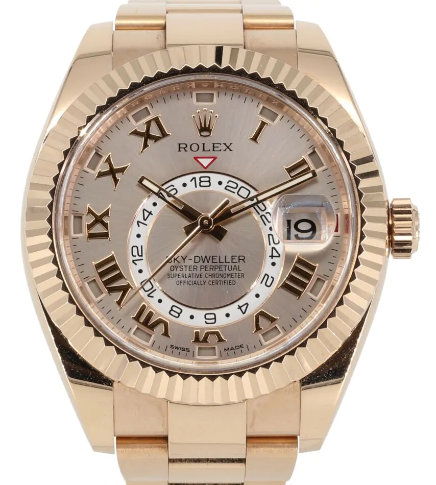 Rolex Sky-Dweller 326935 Men's 42mm Sundust Roman 18k Rose Gold
