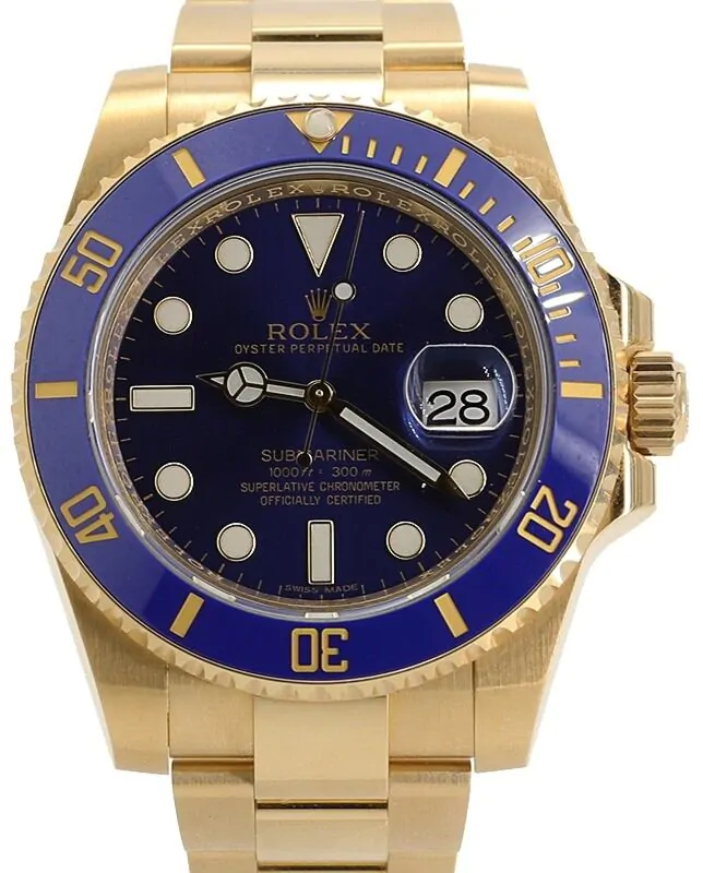 Rolex Submariner Date 18k Yellow Gold Blue Dial & Ceramic Bezel