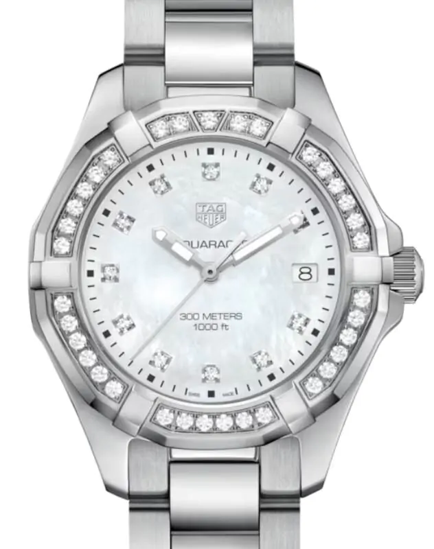 TAG Heuer watch. 100 Authentic Aqua Racer, stainless steel band, diamond numbers Ladies TAG Heuer Aquaracer WAF141C Stainless Steel 27mm  main image 2